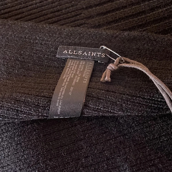 Allsaints Ribbed Knit Scarf, Black, NWT - Picture 7 of 9